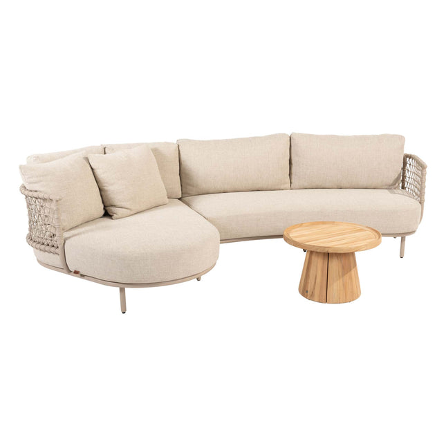 4 Seasons Outdoor Sardinia chaise lounge bank + Pablo salontafel 60 Ø cm