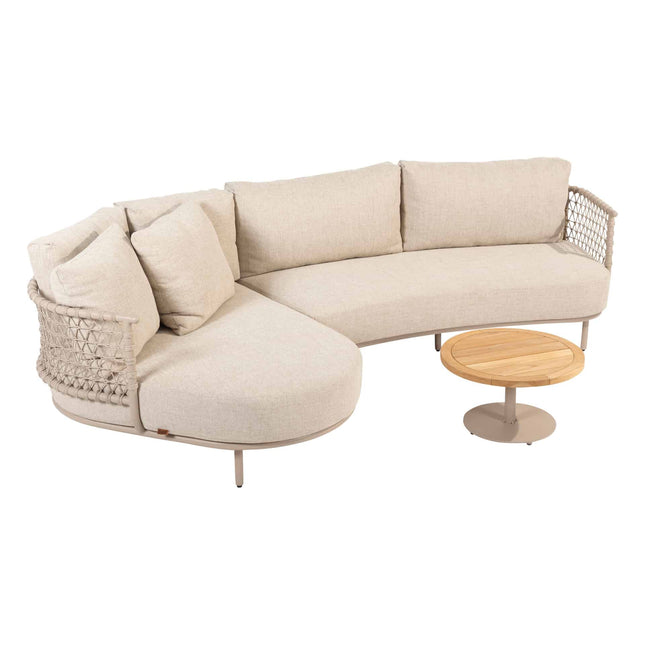 4 Seasons Outdoor Sardinia chaise lounge bank + Volta salontafel 60 Ø cm