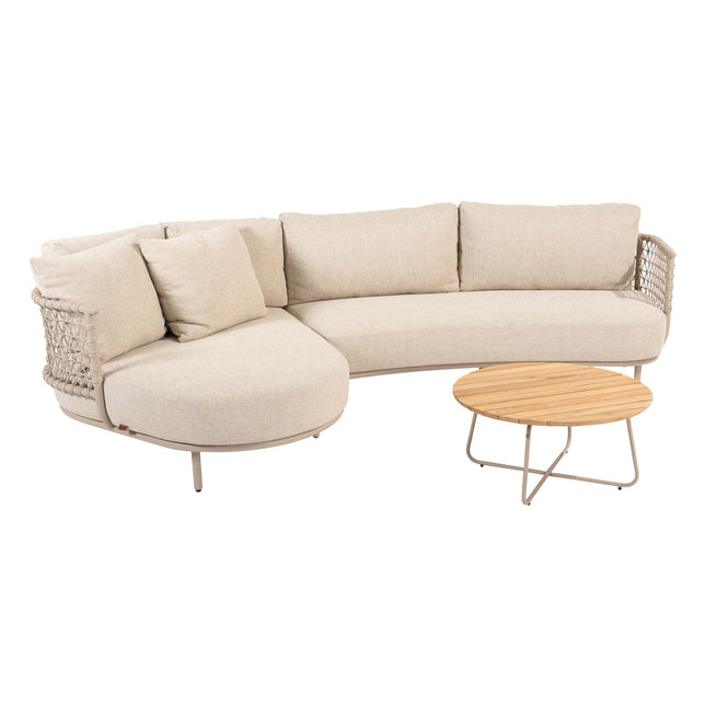 4 Seasons Outdoor Sardinia chaise lounge bank + Verdi salontafel 73 Ø cm