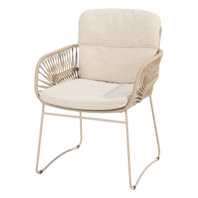 4 Seasons Outdoor Murcia dining latte + Montana tafel barrel keramiek terrazzo 240 cm teak onderstel