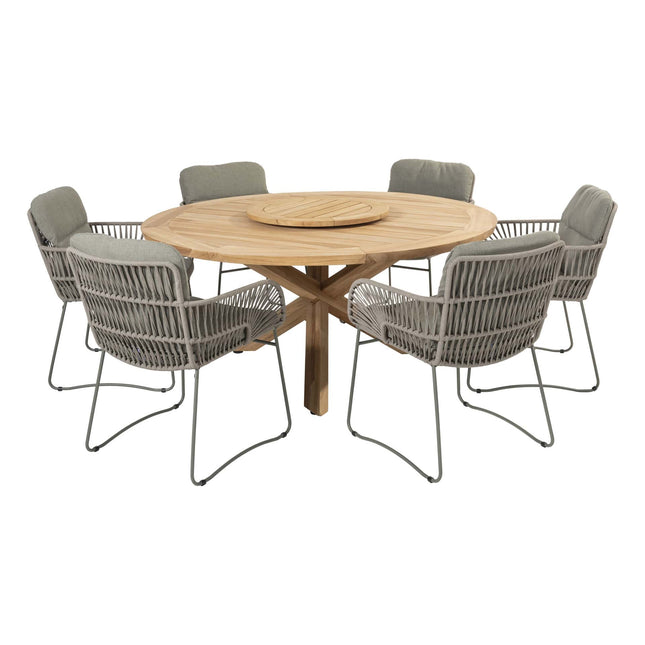 4 Seasons Outdoor Murcia dining olive + Taste 4SO Prado teak tafel 160 Ø cm