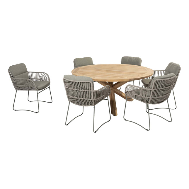 4 Seasons Outdoor Murcia dining olive + Taste 4SO Prado teak tafel 160 Ø cm
