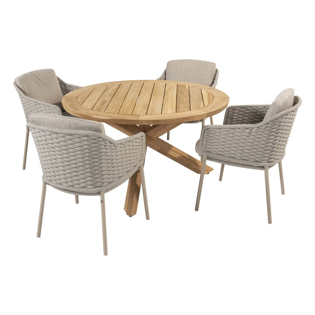 4 Seasons Outdoor Eros dining + Taste 4SO Prado teak tafel 130 Ø cm