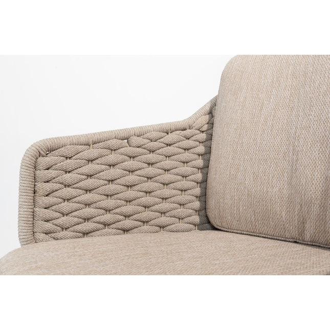 4 Seasons Outdoor Eros dining + Montana tafel barrel keramiek terrazzo 240 cm teak onderstel