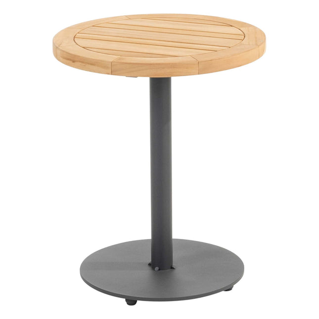4 Seasons Outdoor Volta teak bijzettafel centrale poot antraciet 45 cm. Ø (H 55)