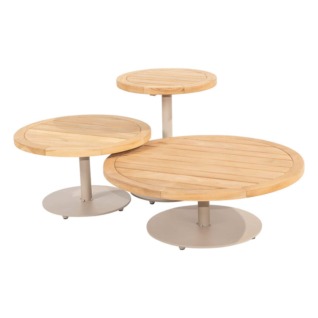 4 Seasons Outdoor Volta teak salontafel centrale poot latte 80 cm. Ø (H 30)