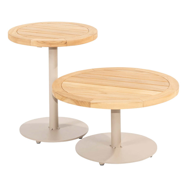 4 Seasons Outdoor Volta teak bijzettafel centrale poot latte 45 cm. Ø (H 55)