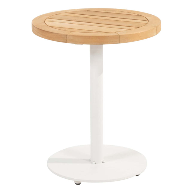 4 Seasons Outdoor Volta teak bijzettafel centrale poot wit 45 cm. Ø (H 55)