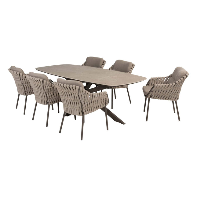 4 Seasons Outdoor Montera dining + Taste 4SO Prado tafel met keramisch tafelblad barrel terre 240 cm