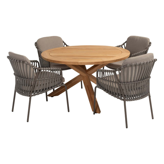 4 Seasons Outdoor Capalbio dining stoel + Taste 4SO Prado teak tafel 130 Ø cm