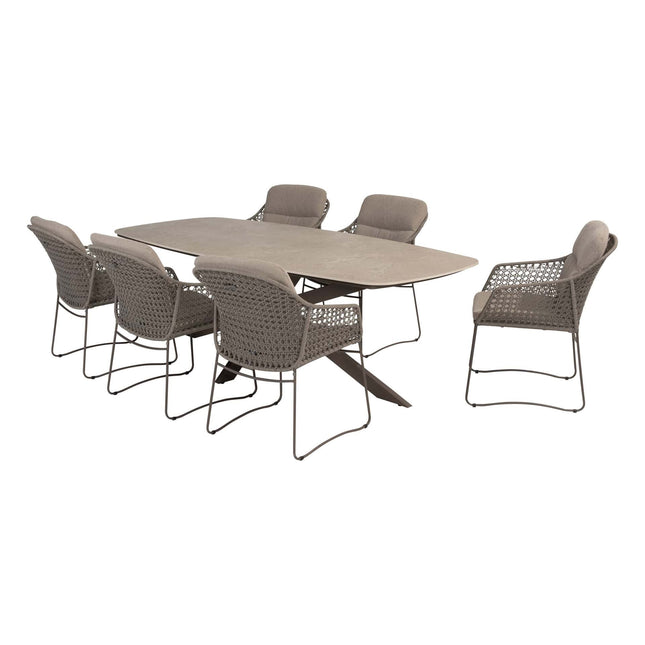 4 Seasons Outdoor Moretti high back dining stoel + Taste 4SO Prado tafel met keramisch tafelblad barrel terre 240 cm