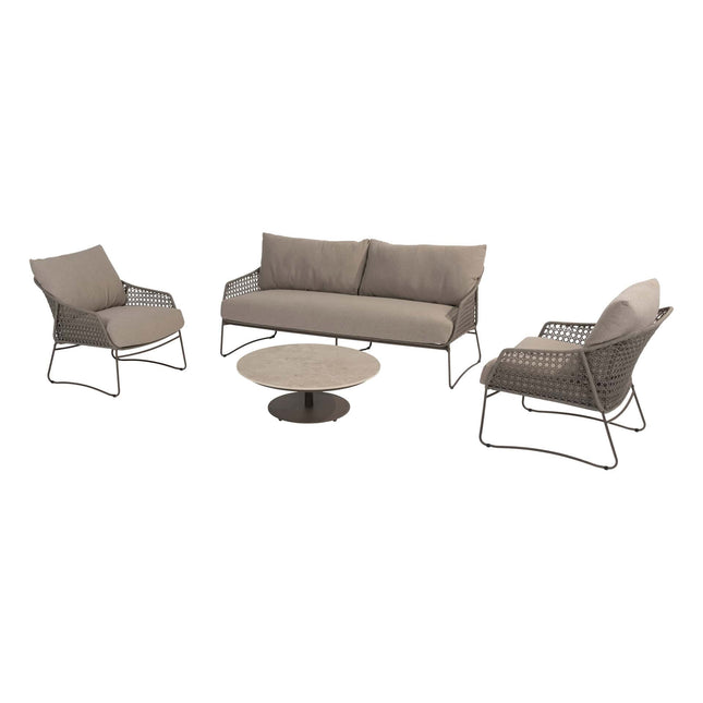4 Seasons Outdoor Moretti loungeset + Boaz salontafel 80 Ø cm terre