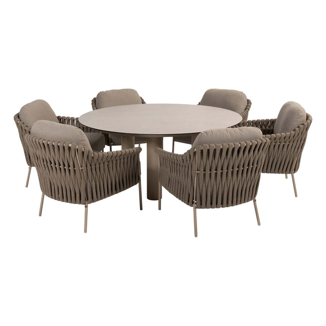 4 Seasons Outdoor Tuinset Comino low dining stoel + Taste 4SO Donato low dining tafel latte 160 cm Ø