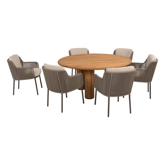 4 Seasons Outdoor Bernini dining stoel + Taste 4SO Corsica tafel teak 160 Ø cm