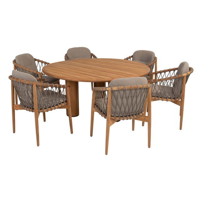 4 Seasons Outdoor Nora dining stoel + Taste 4SO Corsica tafel teak 160 Ø cm