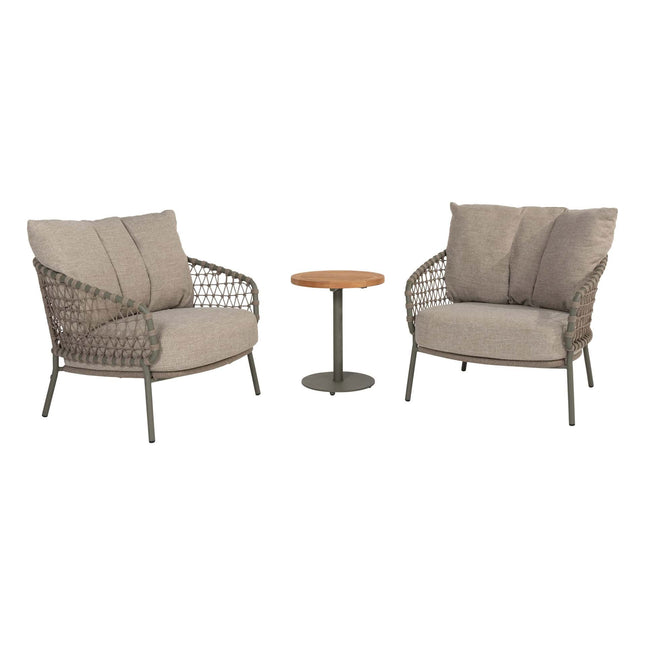 4 Seasons Outdoor Jura bistro loungeset + Volta bijzettafel 45 Ø cm olive