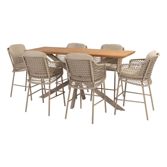 4 Seasons Outdoor Tramonti barstoel + Taste 4SO Prado bartafel teak 200 cm latte