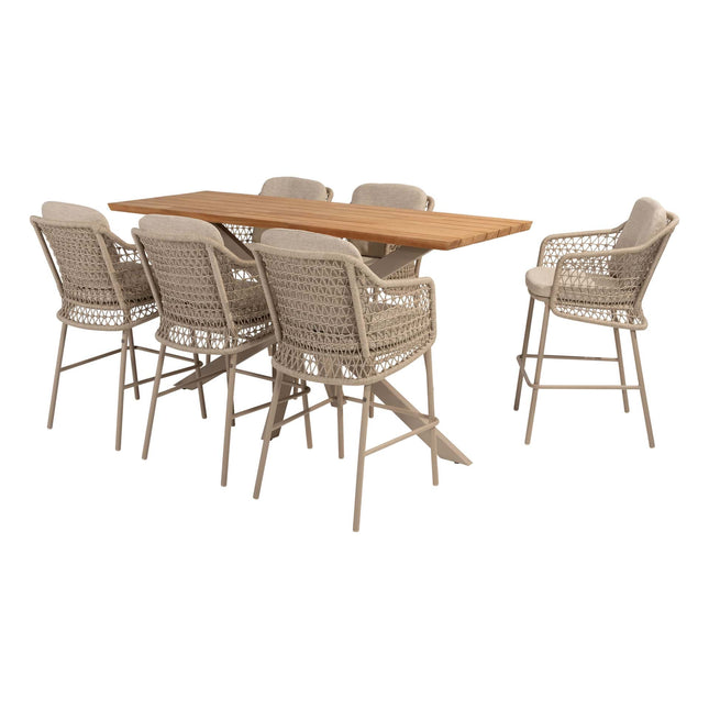 4 Seasons Outdoor Tramonti barstoel + Taste 4SO Prado bartafel teak 200 cm latte