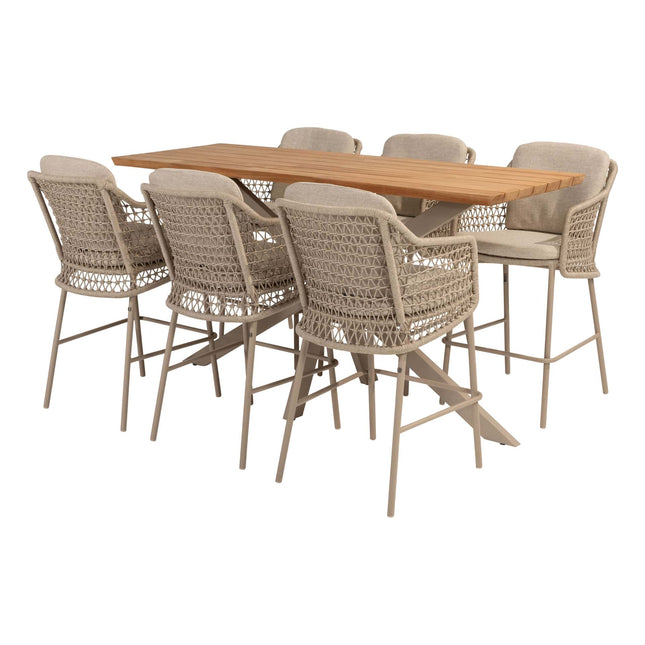 4 Seasons Outdoor Tramonti barstoel + Taste 4SO Prado bartafel teak 200 cm latte