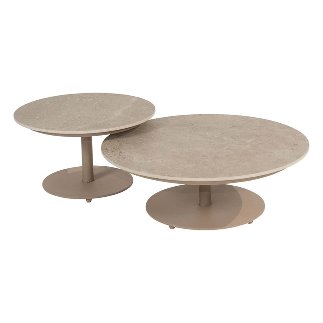 4 Seasons Outdoor Boaz salontafel met keramisch tafelblad, centrale poot latte 80 cm. Ø (H 30)