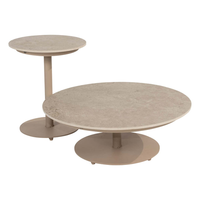 4 Seasons Outdoor Boaz salontafel met keramisch tafelblad, centrale poot latte 80 cm. Ø (H 30)