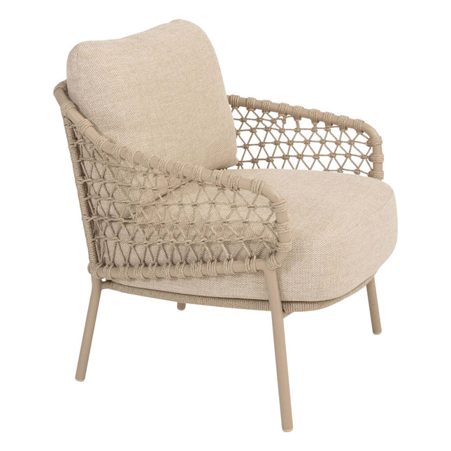 4 Seasons Outdoor Tuinset Sardinia low dining stoel + Taste 4SO Donato low dining tafel 160 cm Ø latte