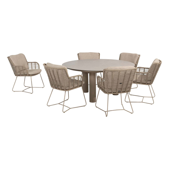 4 Seasons Outdoor Fabrice dining stoel latte + Taste 4SO Donato tafel keramiek latte 160 Ø cm