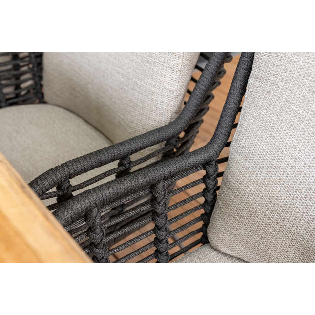 4 Seasons Outdoor Fabrice dining antraciet + Taste 4SO Prado teak tafel 130 Ø cm