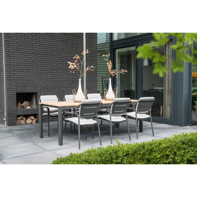4 Seasons Outdoor Goa teak tafel 220 cm aluminium onderstel