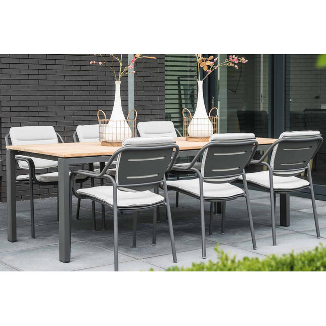 4 Seasons Outdoor Goa teak tafel 220 cm aluminium onderstel