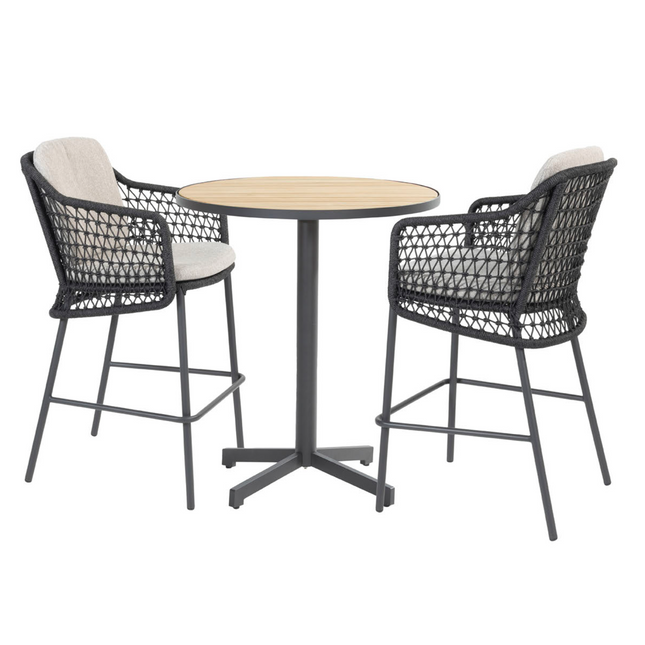 4 Seasons Outdoor Tramonti barstoel antraciet + Fiesta bartafel 90 Ø x 105 cm