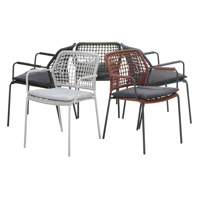 Taste 4SO Barista dining antraciet + Ambassador teak tafel 130 Ø cm