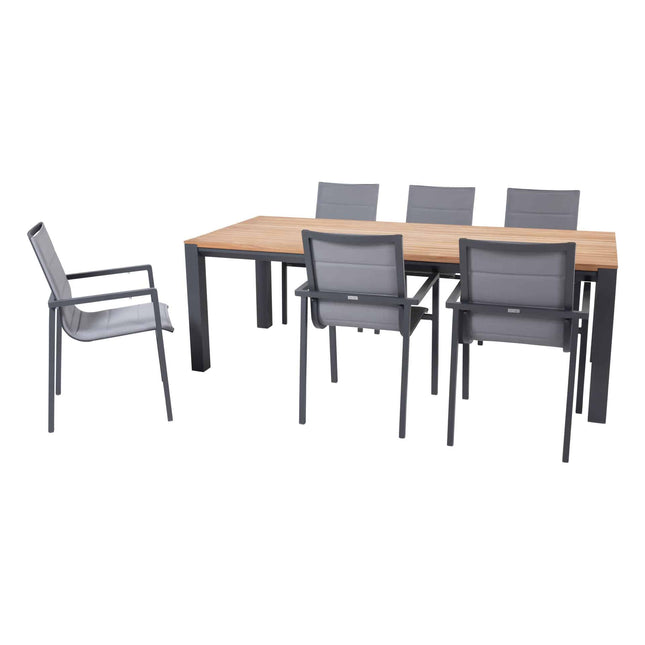 Taste 4SO Bari stapelbare dining stoel + Ridge tafel antraciet 220 cm