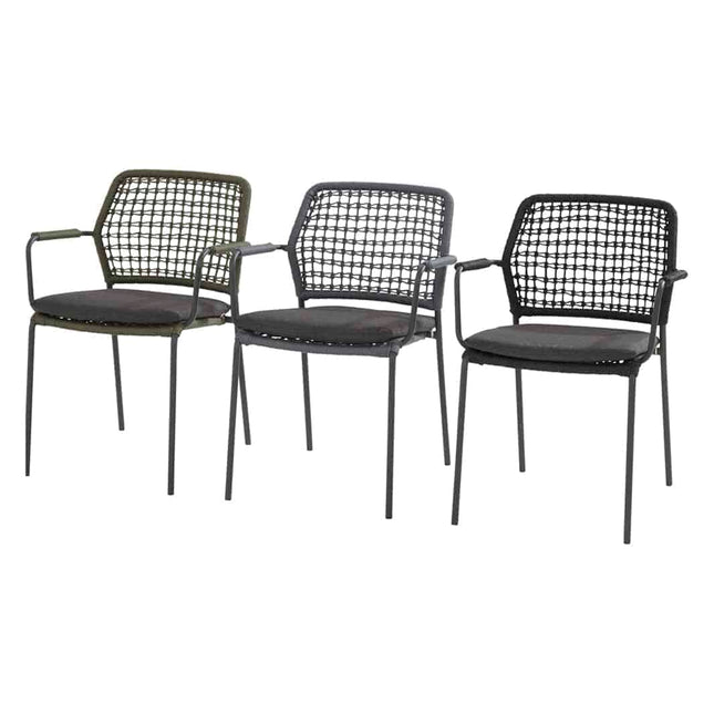 Taste 4SO Barista dining antraciet + Louvre teak tafel 160 Ø cm