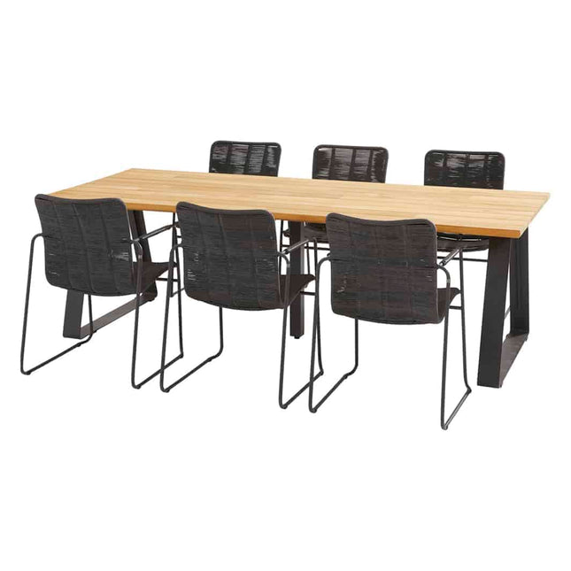 Taste 4SO Palma dining antraciet + Basso teak tafel 240 cm