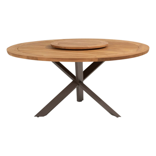 4 Seasons Outdoor Capalbio dining stoel + Taste 4SO Prado teak tafel 160 Ø cm terre onderstel + Lazy susan draaiplateau