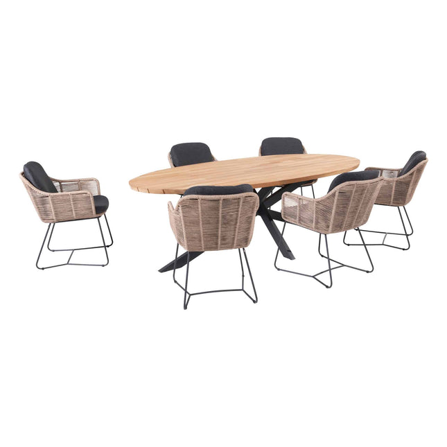 Taste 4SO Belmond dining naturel (6 st.) + Prado tafel ovaal 240 cm