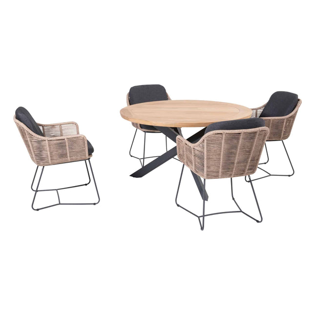Taste 4SO Belmond dining naturel (4 st.) + Prado tafel Ø 130 cm