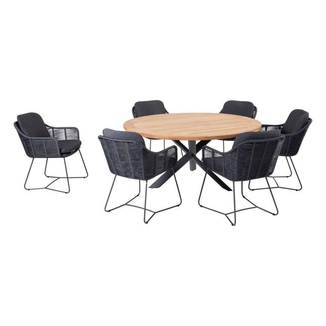Taste 4SO Belmond dining antraciet (6 st.) + Prado tafel Ø 160 cm