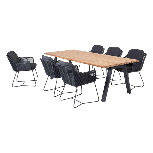 Taste 4SO Belmond dining antraciet (6 st.) + Ambassador tafel 240 cm