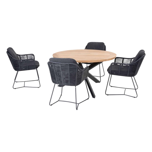 Taste 4SO Belmond dining antraciet (4 st.) + Prado tafel Ø 130 cm