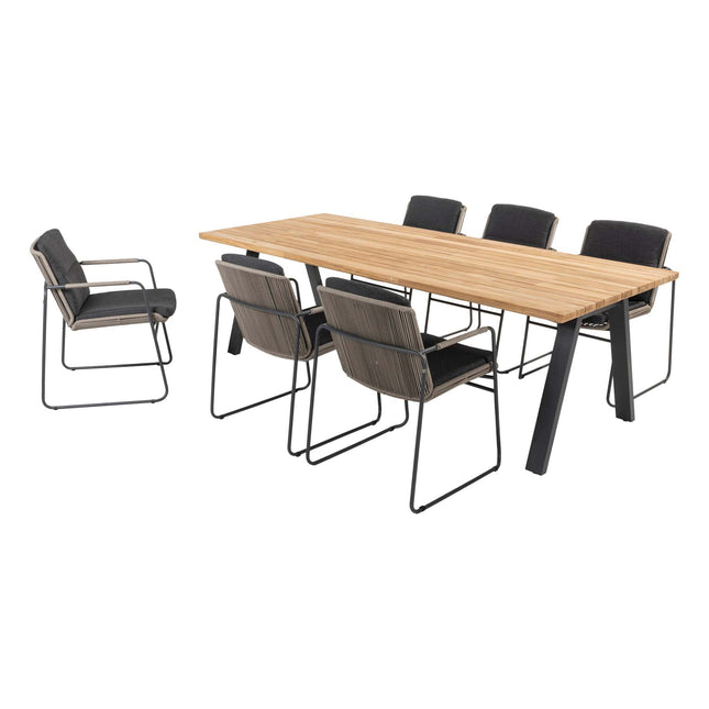 Taste 4SO Parma stapelbare dining + Ambassador teak tafel 240 cm