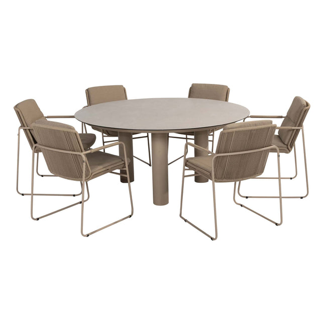 Taste 4SO Parma stapelbare dining latte + Donato tafel 160 Ø cm latte