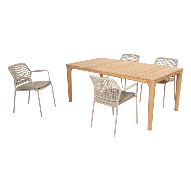 Taste 4SO Barista dining latte + Liam teak tafel 180 cm