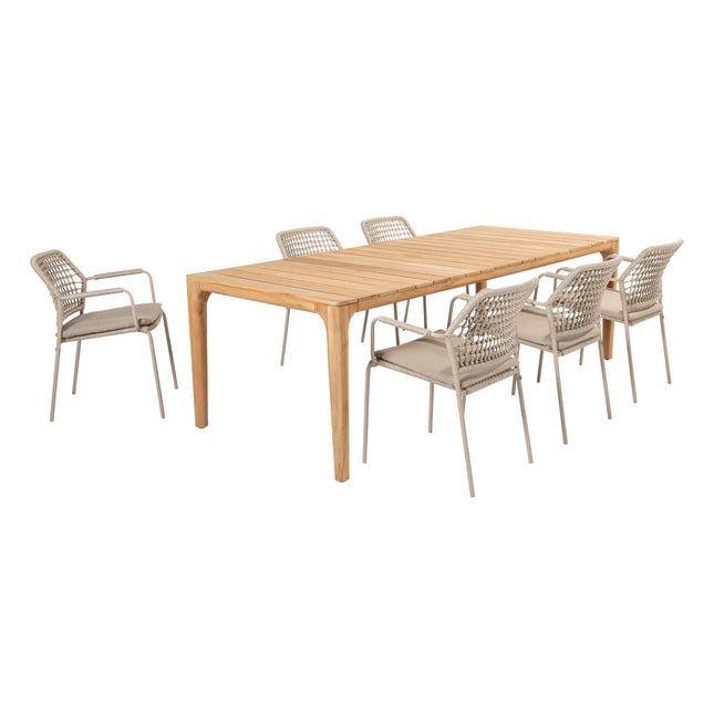 Taste 4SO Barista dining latte + Liam teak tafel 240 cm