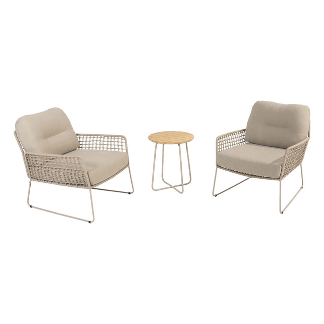 Taste 4SO Albano bistro loungeset + 4 Seasons Outdoor Verdi bijzettafel 45 Ø cm latte