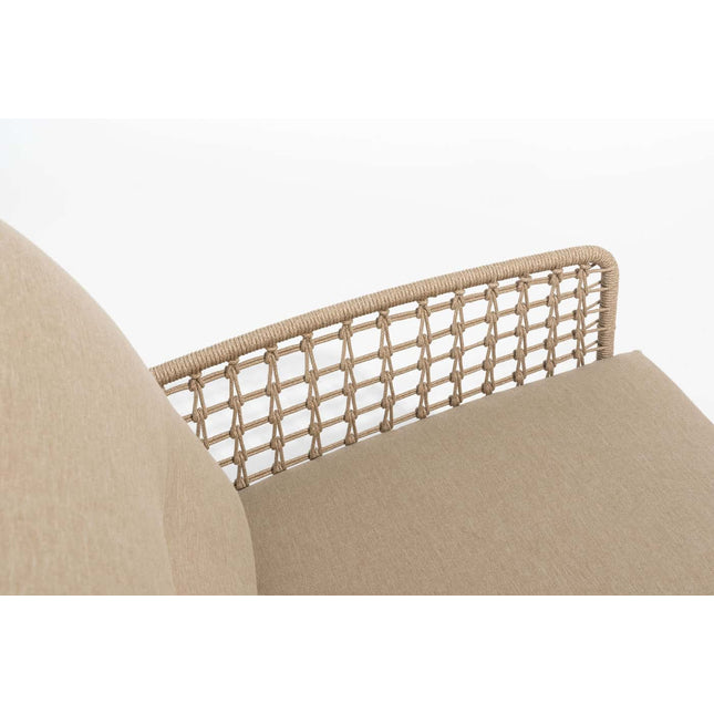 4 Seasons Outdoor Sardinia chaise lounge bank + Taste 4SO Albano lounge stoel + Verdi salontafel 73 Ø cm