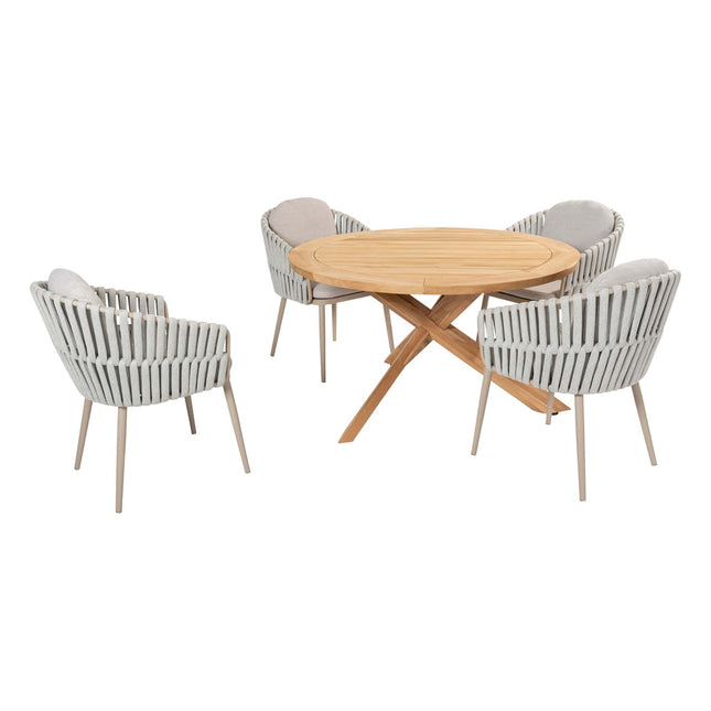 Taste 4SO Eva dining + Prado teak tafel 130 Ø cm