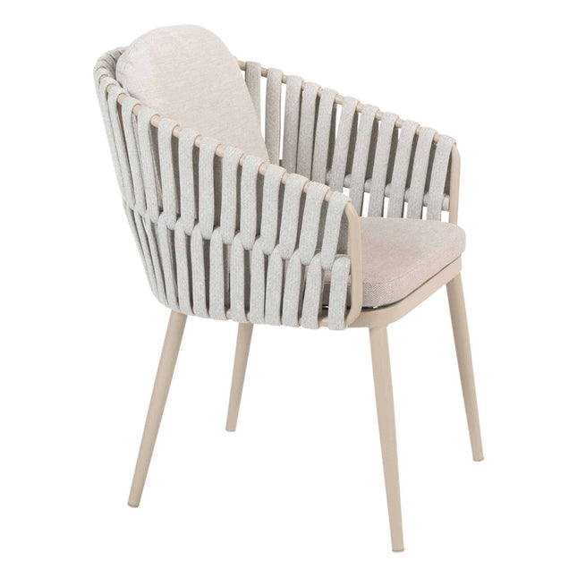 Taste 4SO Eva dining + Prado tafel met keramisch tafelblad barrel latte 240 cm