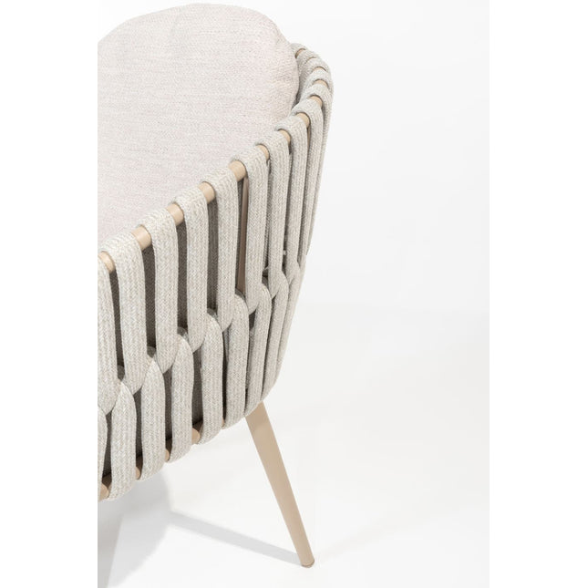 Taste 4SO Eva dining + Donato tafel met geprint keramiek tafelblad 160 Ø cm latte